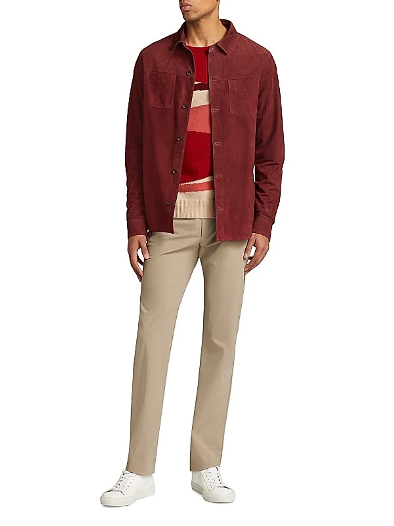 Slim-Fit Suede Shirt Jacket