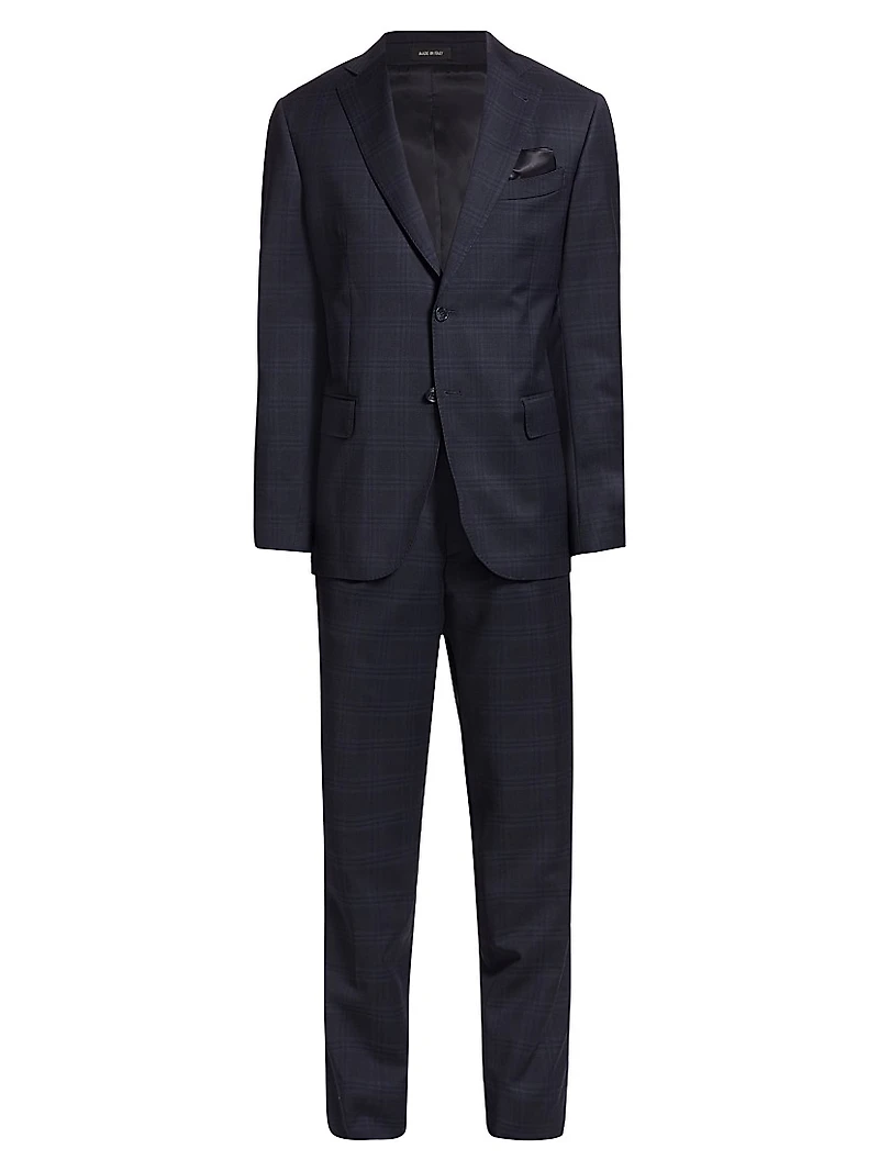 COLLECTION Plaid Single-Breasted Slim-Fit Suit