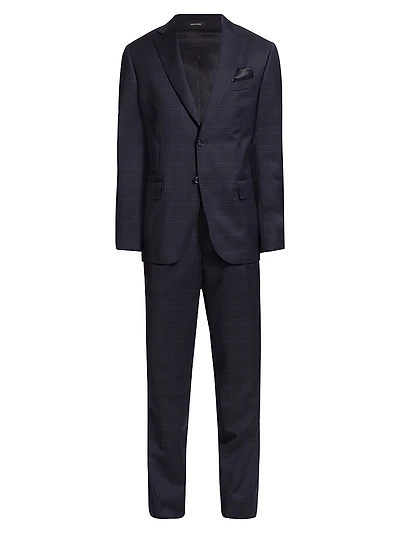 COLLECTION Plaid Single-Breasted Slim-Fit Suit