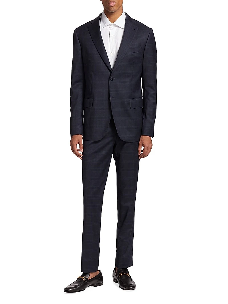 COLLECTION Plaid Single-Breasted Slim-Fit Suit