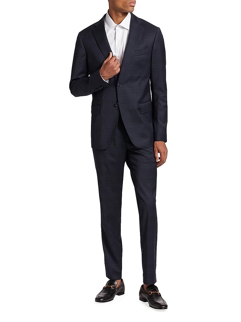 COLLECTION Plaid Single-Breasted Slim-Fit Suit