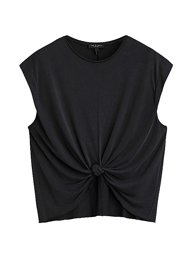 Jenna Cap-Sleeve Knotted T-Shirt