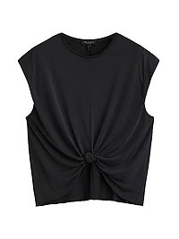 Jenna Cap-Sleeve Knotted T-Shirt