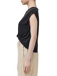 Jenna Cap-Sleeve Knotted T-Shirt