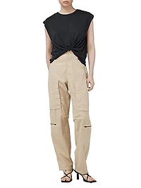 Jenna Cap-Sleeve Knotted T-Shirt