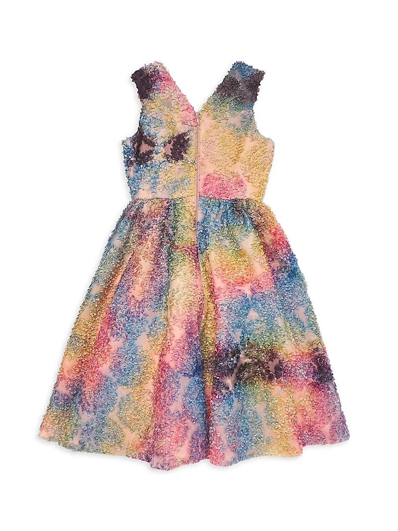 Little Girl's & Girl's Tie-Dye Ruffle-Trim Dress