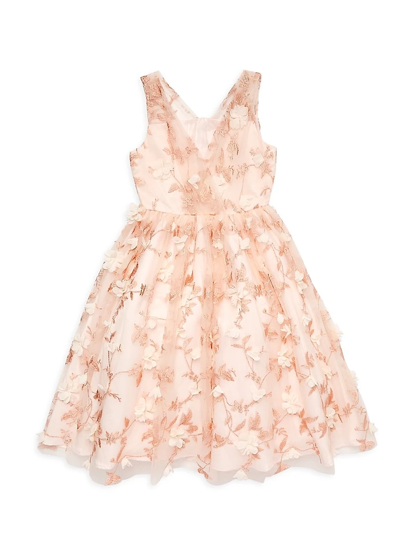 Little Girl's & Floral Tea Length Dress