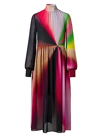 Sunburst Chiffon Midi-Dress