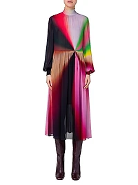 Sunburst Chiffon Midi-Dress