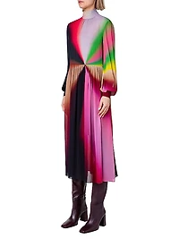 Sunburst Chiffon Midi-Dress