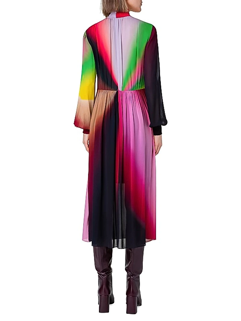 Sunburst Chiffon Midi-Dress