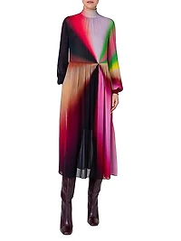 Sunburst Chiffon Midi-Dress