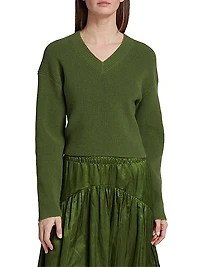 Drop-Shoulder V-Neck Sweater