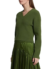Drop-Shoulder V-Neck Sweater