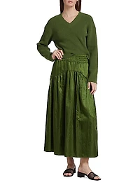 Drop-Shoulder V-Neck Sweater