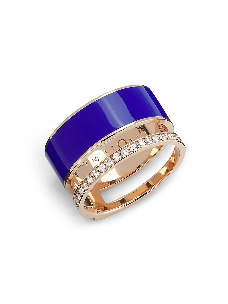 Berbere Chromatic 18K Rose Gold, Lacquer & 0.34 TCW Diamond Double-Band Ring