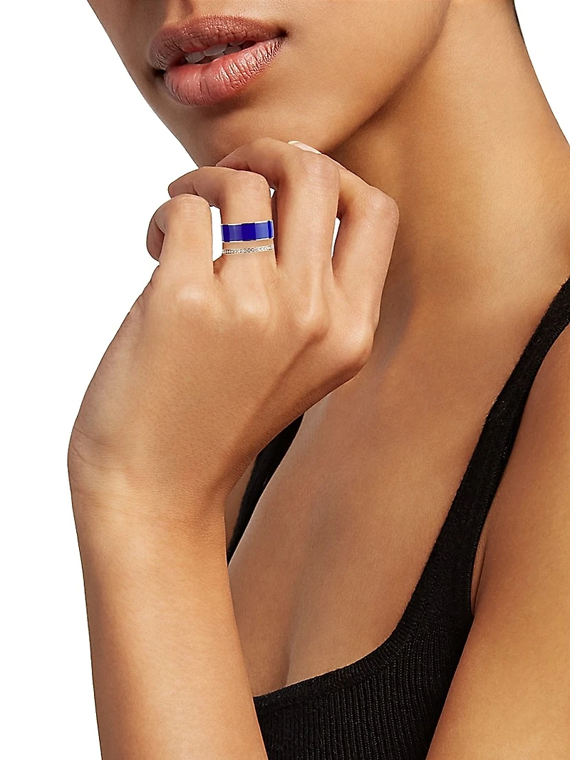 Berbere Chromatic 18K Rose Gold, Lacquer & 0.34 TCW Diamond Double-Band Ring