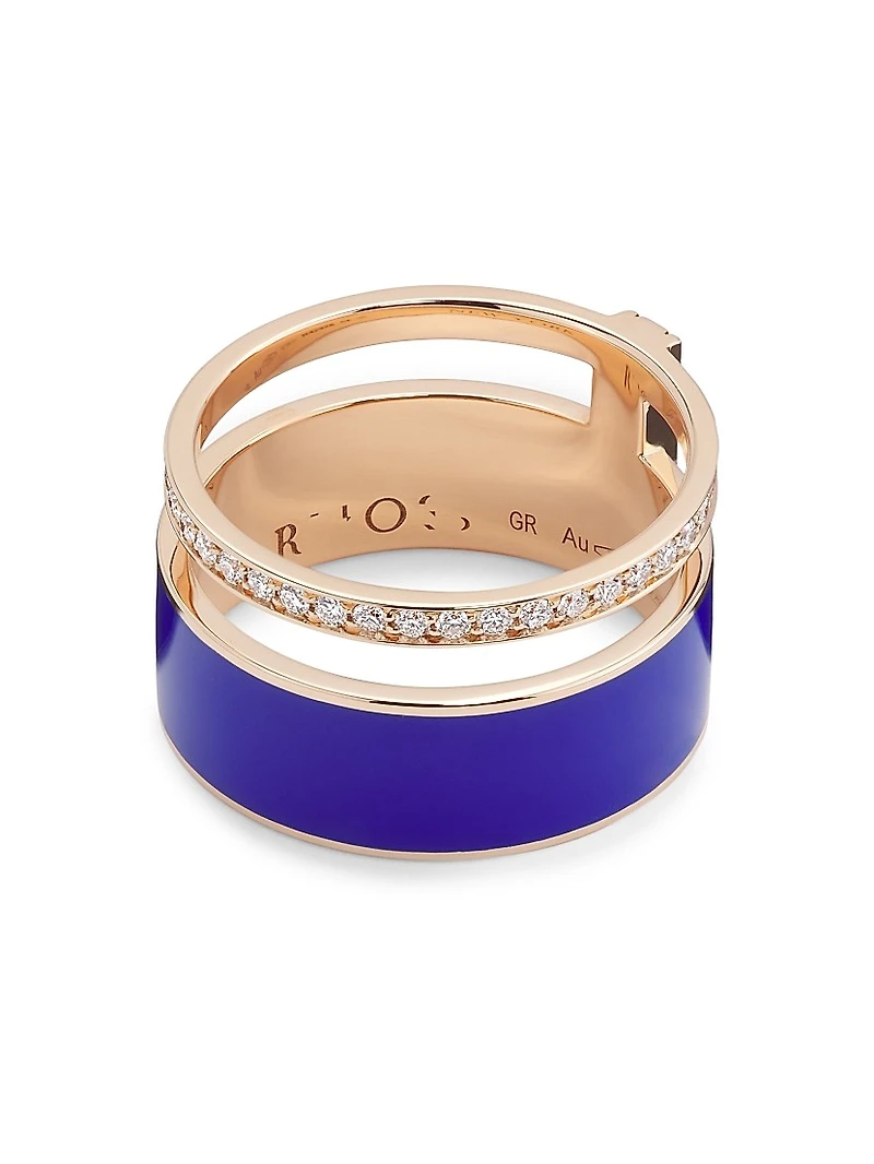 Berbere Chromatic 18K Rose Gold, Lacquer & 0.34 TCW Diamond Double-Band Ring