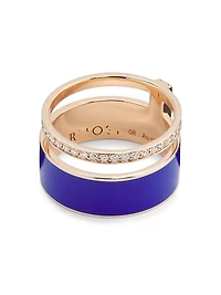Berbere Chromatic 18K Rose Gold, Lacquer & 0.34 TCW Diamond Double-Band Ring