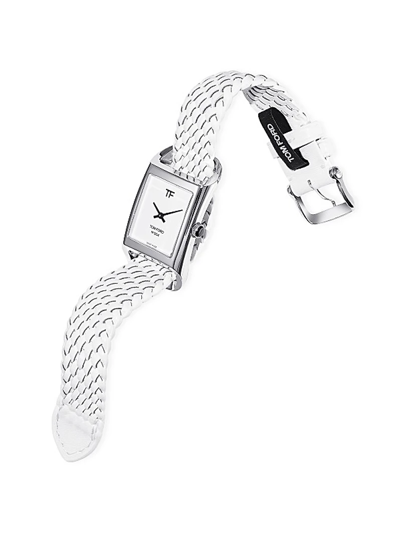 004 Stainless Steel & Leather Strap Watch