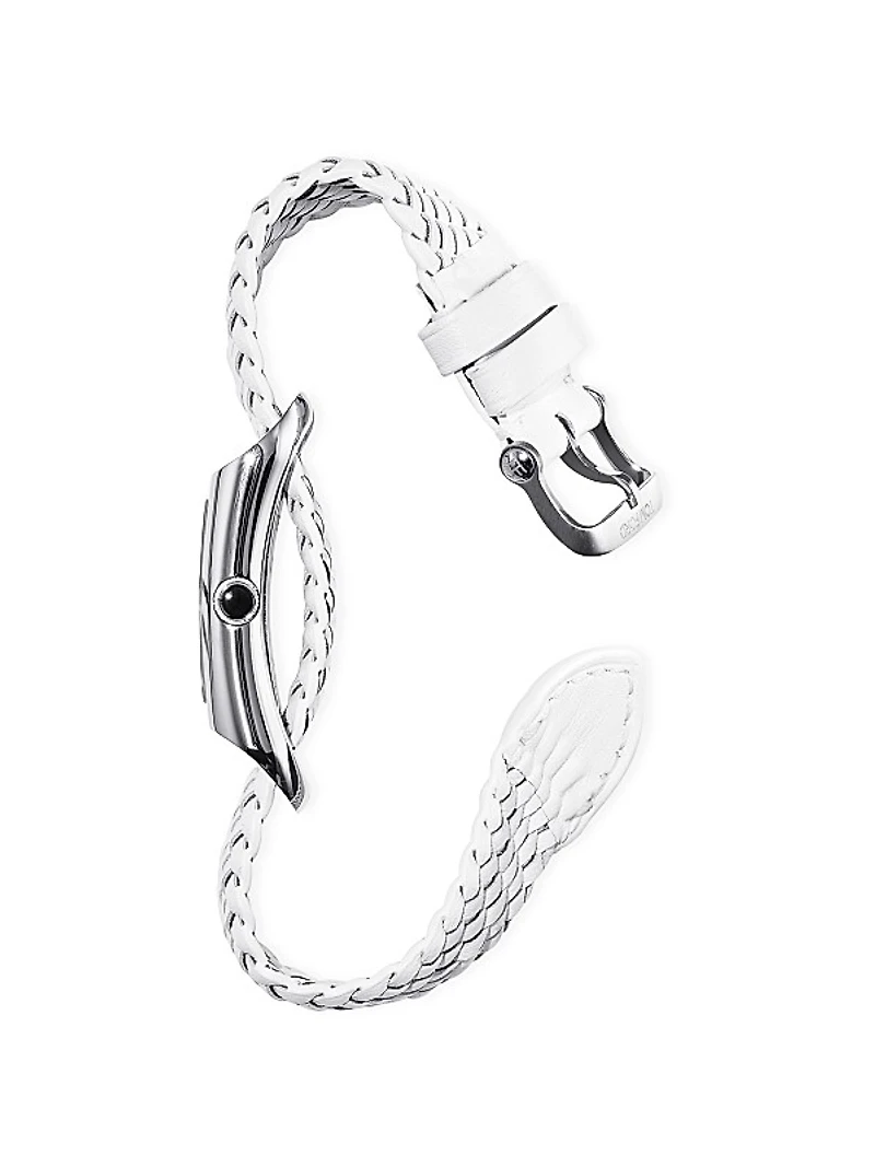 004 Stainless Steel & Leather Strap Watch