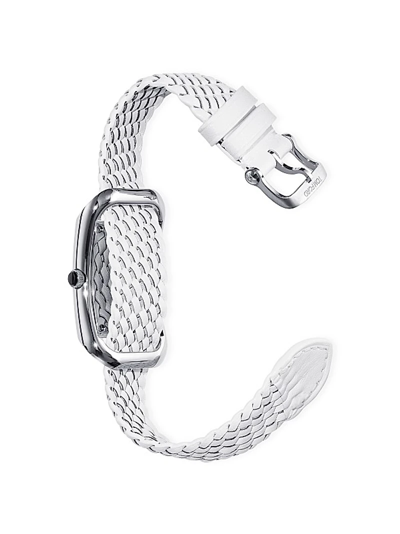 004 Stainless Steel & Leather Strap Watch