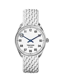 002 Stainless Steel & Leather Strap Watch