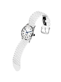 002 Stainless Steel & Leather Strap Watch