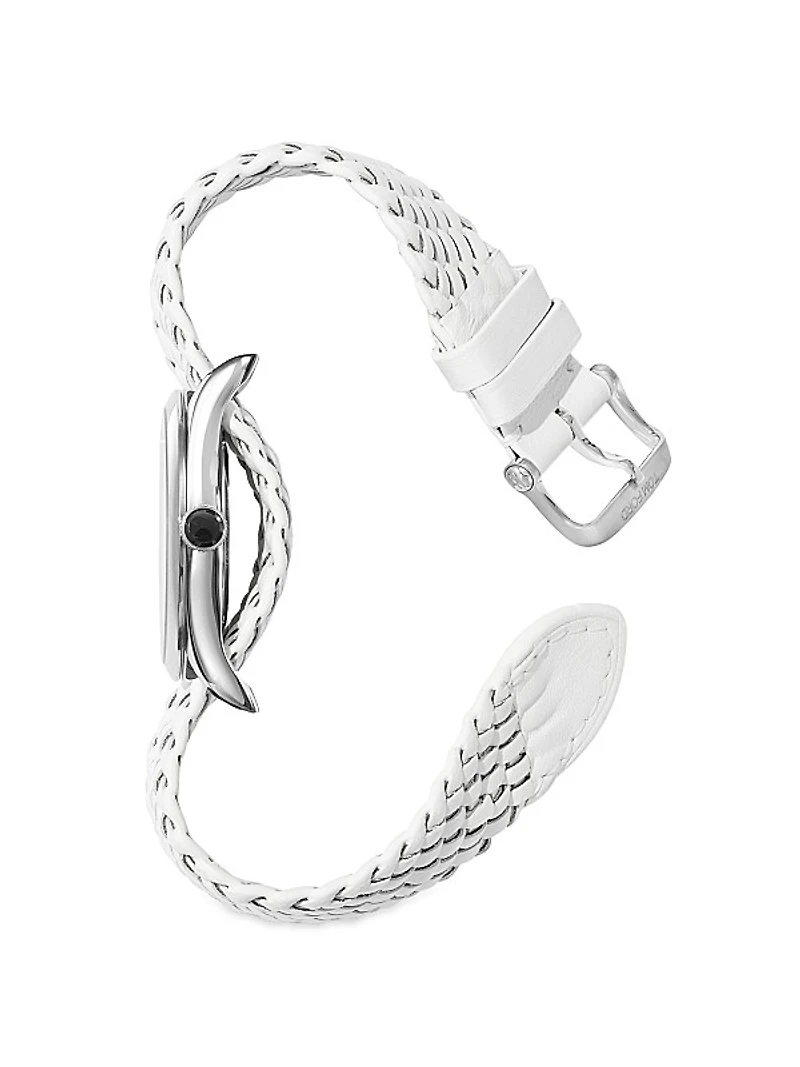 002 Stainless Steel & Leather Strap Watch
