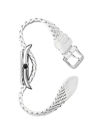 002 Stainless Steel & Leather Strap Watch
