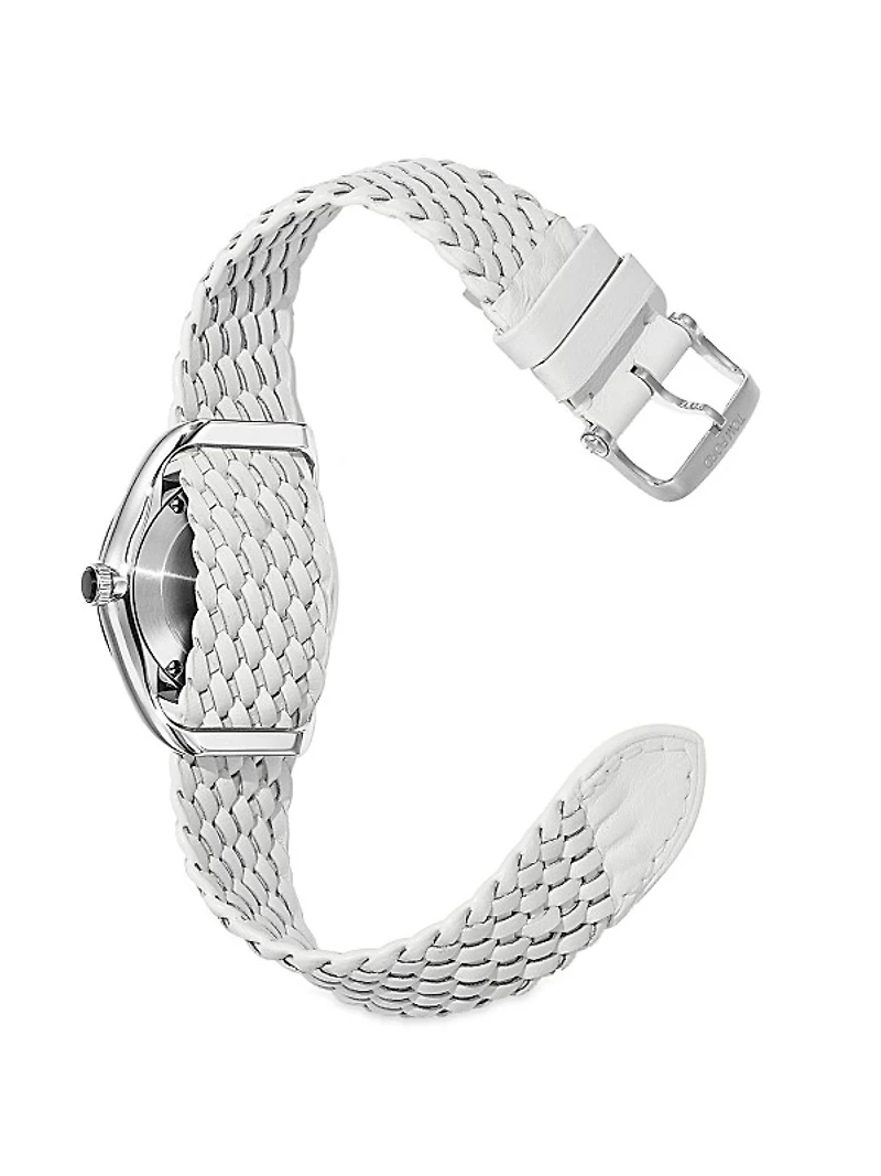 002 Stainless Steel & Leather Strap Watch