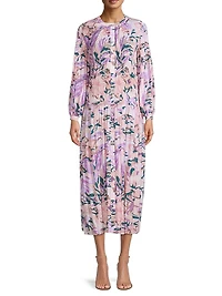 Floral Drop-Waist Pleated Maxi Dress