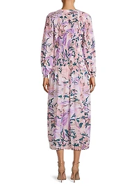 Floral Drop-Waist Pleated Maxi Dress