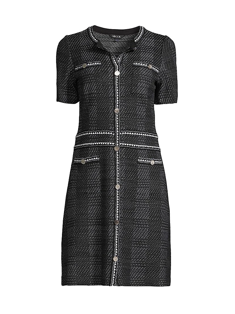 Plaid Tweed Modern-Fit Sheath Dress