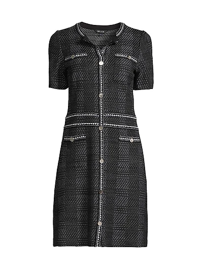 Plaid Tweed Modern-Fit Sheath Dress