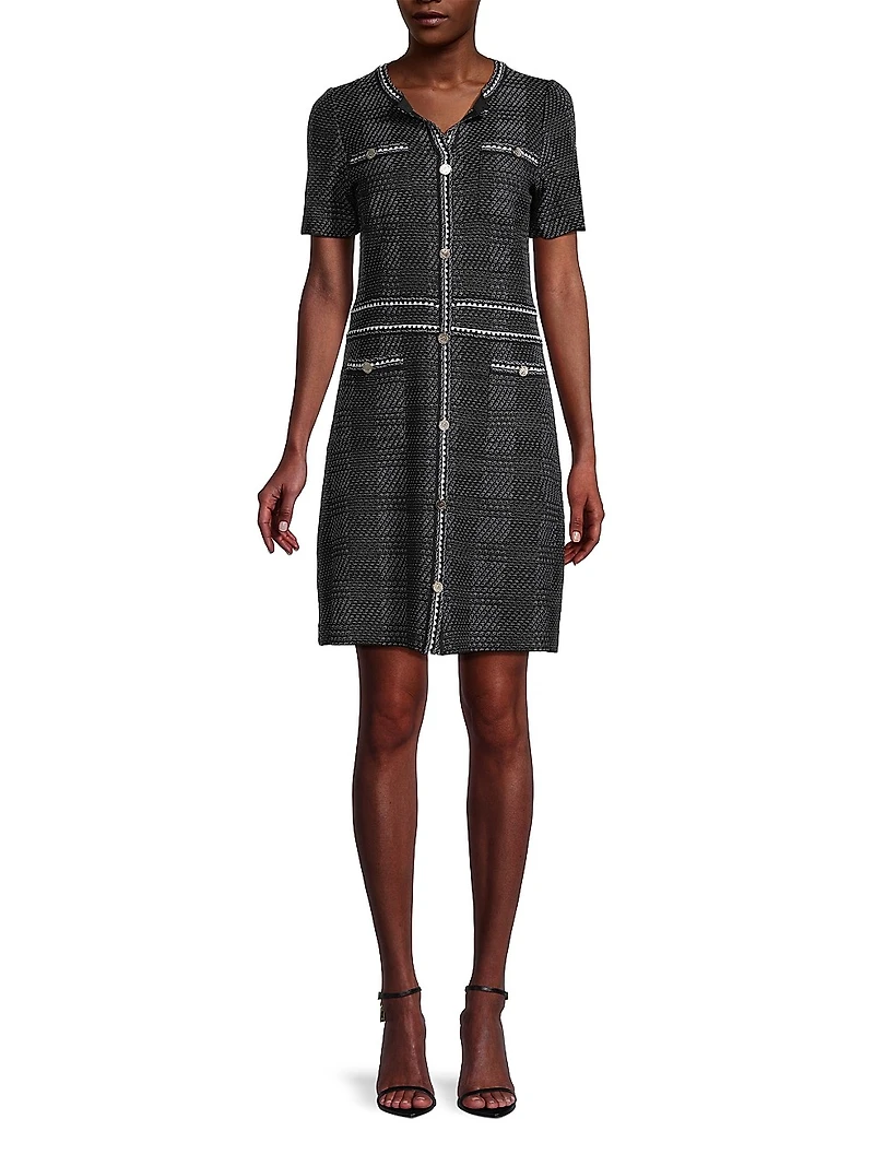 Plaid Tweed Modern-Fit Sheath Dress