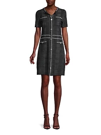 Plaid Tweed Modern-Fit Sheath Dress
