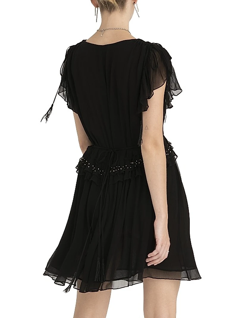 Camille V-Neck Chiffon Minidress