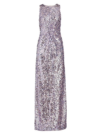 Sequined Twist-Front Racer Gown