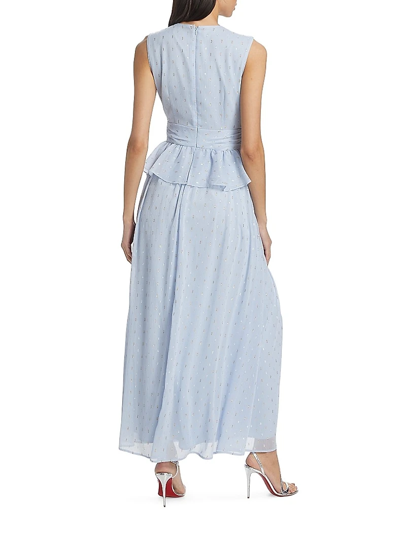 V-Neck Flounce Chiffon Gown