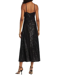 Sequined Cut-Out Slip Midi Dress