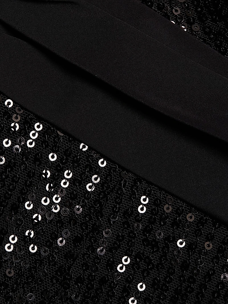 Sequined Cut-Out Slip Midi Dress