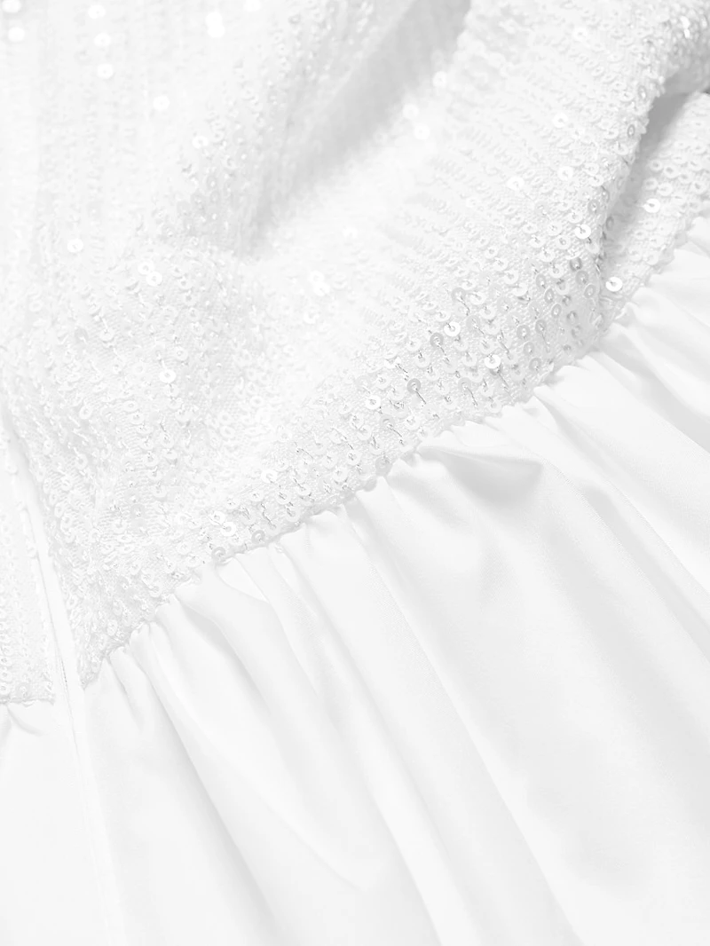 Mixed Media V- Neck Midi-Dress