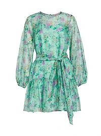 Floral-Printed Blouson Minidress