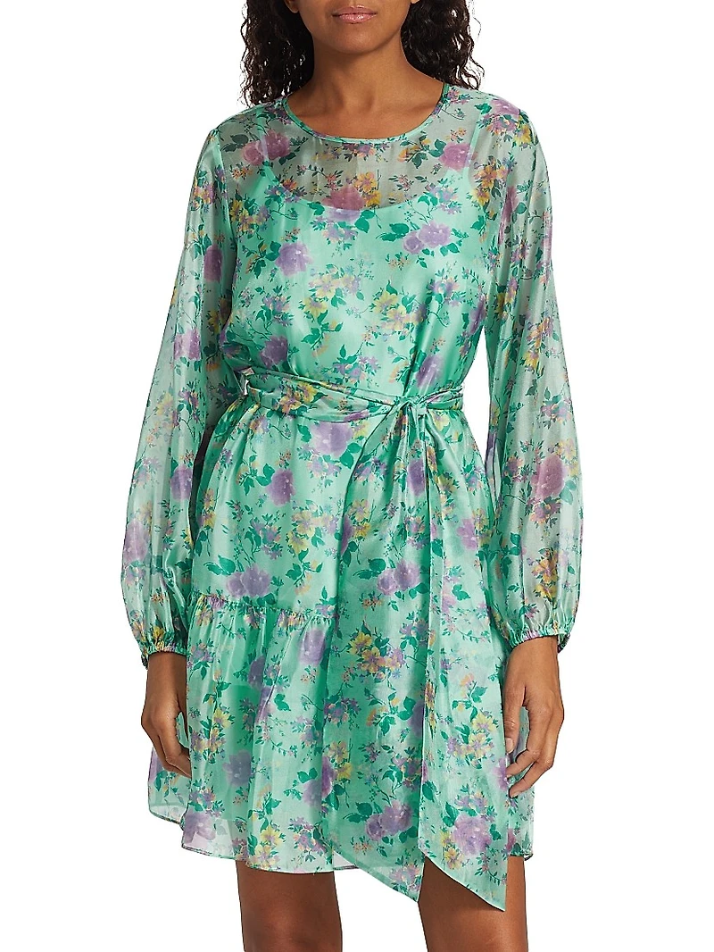 Floral-Printed Blouson Minidress