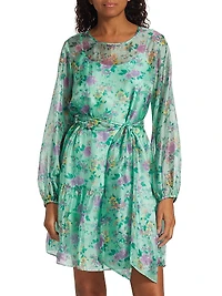 Floral-Printed Blouson Minidress