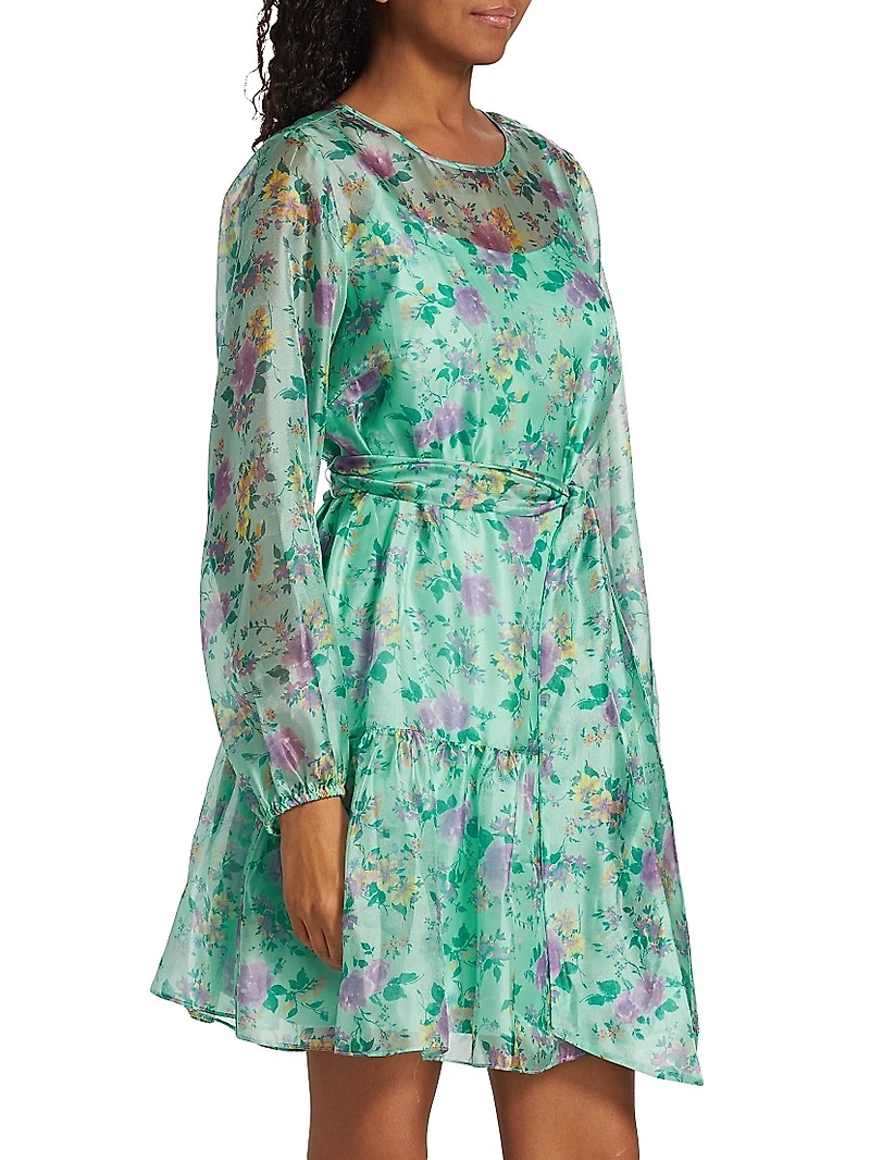 Floral-Printed Blouson Minidress