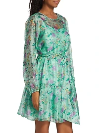 Floral-Printed Blouson Minidress