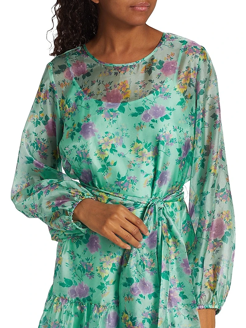 Floral-Printed Blouson Minidress