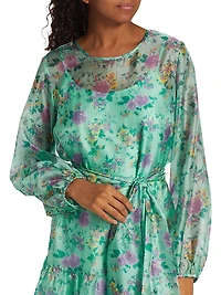 Floral-Printed Blouson Minidress